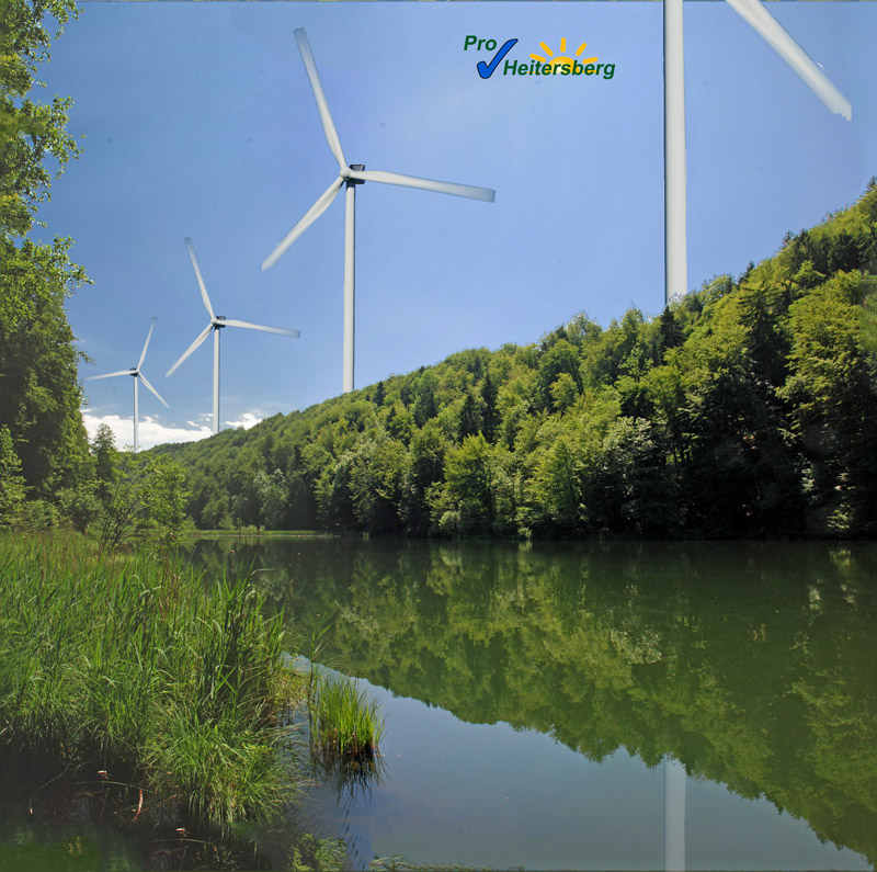 Naturschutzgebiet Egelsee ergänzt mit den "Umweltschützern" geforderten Windkraftwerken